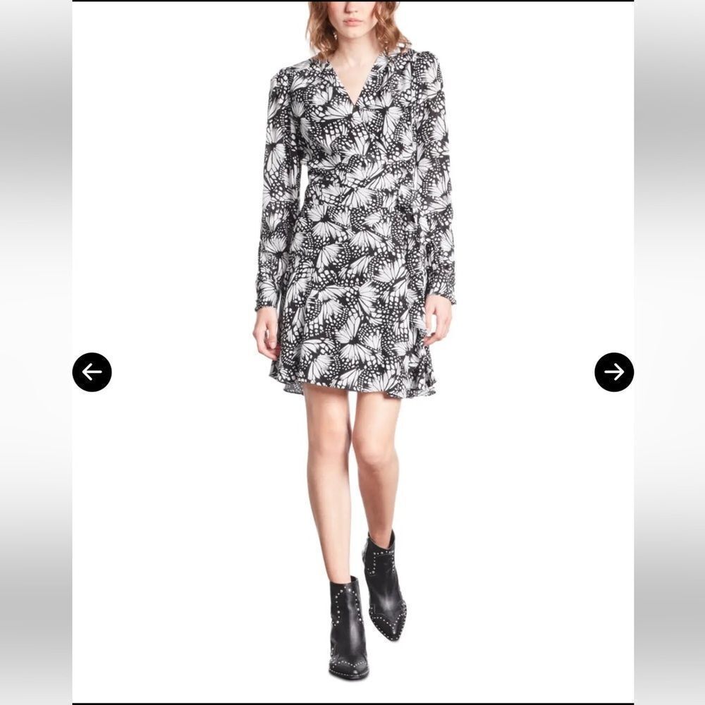 $415 The Kooples NWT Butterfly print wrap dress Small